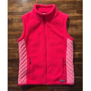 Vineyard Vines Women’s Small Vest Full Zip Hot Pink Fleece Sherpa Quilted